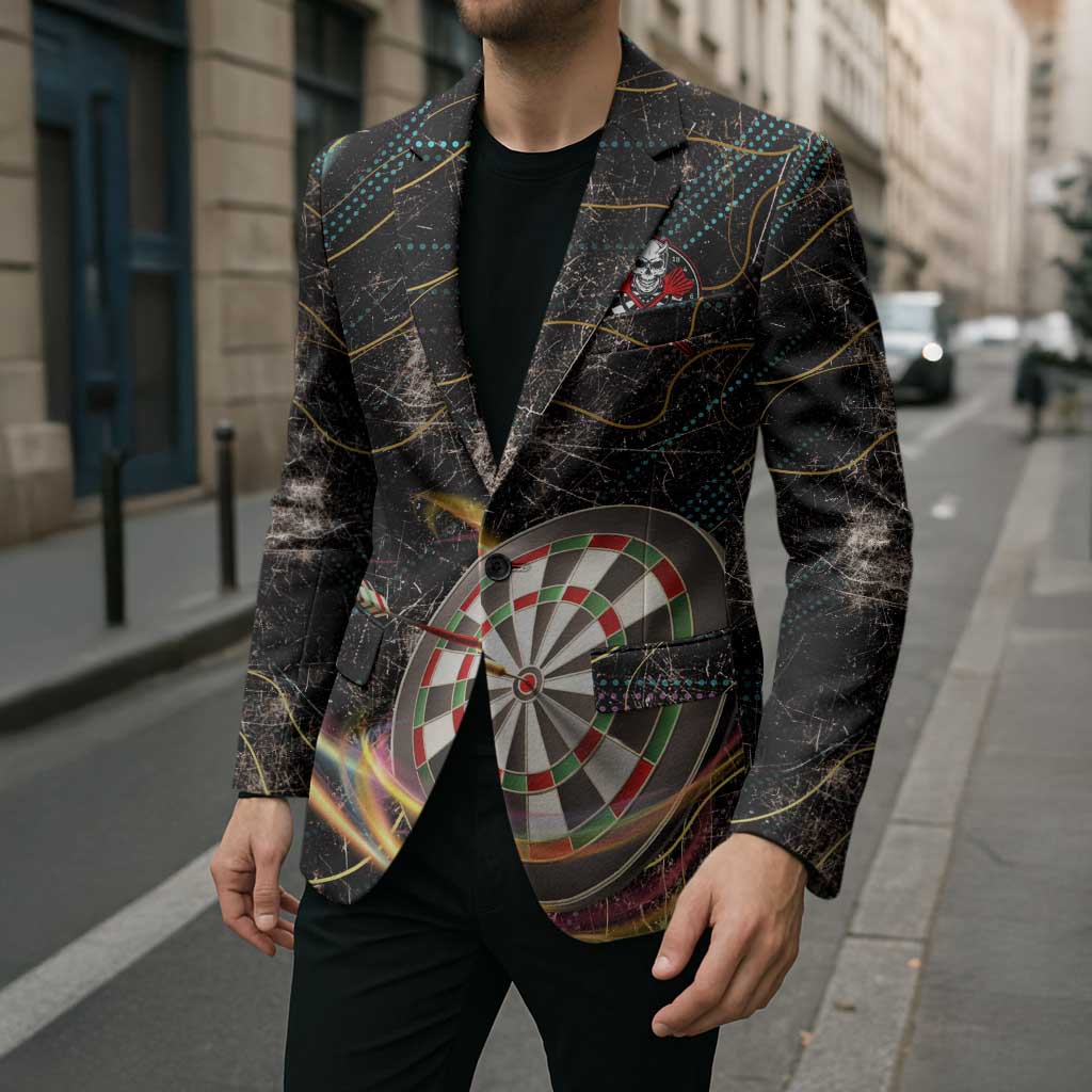 Personalized Skull and Darts Graphic Blazer with Neon Design - Wonder Print Shop