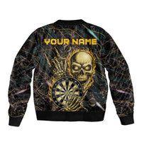 Personalized Skull and Darts Graphic Bomber Jacket with Neon Design - Wonder Print Shop