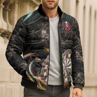 Personalized Skull and Darts Graphic Bomber Puffer Jacket with Neon Design - Wonder Print Shop