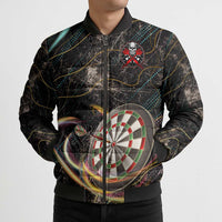 Personalized Skull and Darts Graphic Bomber Puffer Jacket with Neon Design - Wonder Print Shop