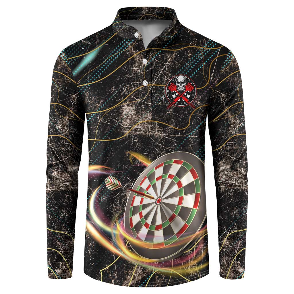 Personalized Skull and Darts Graphic Button Sweatshirt with Neon Design - Wonder Print Shop