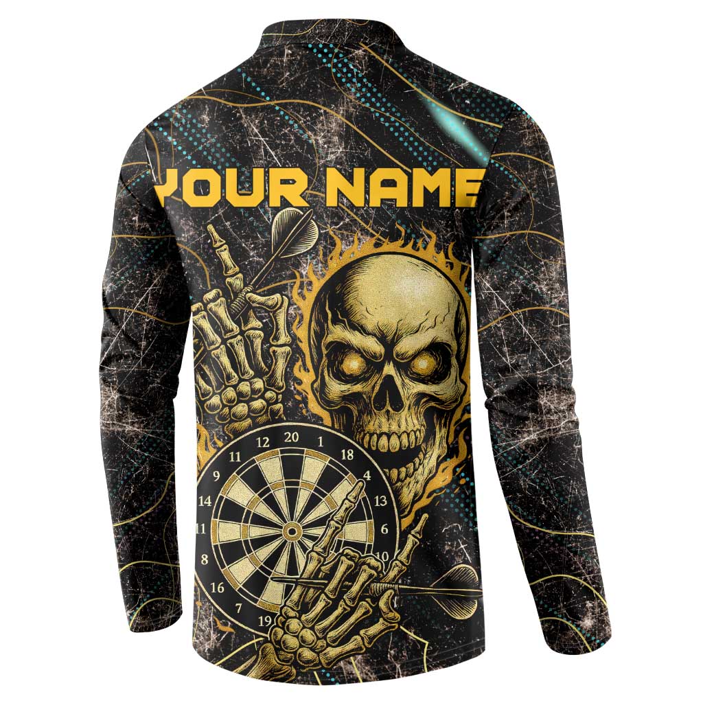 Personalized Skull and Darts Graphic Button Sweatshirt with Neon Design - Wonder Print Shop