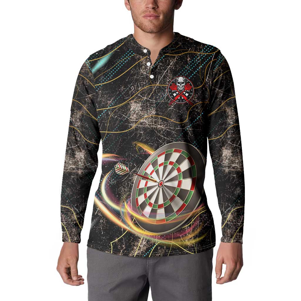 Personalized Skull and Darts Graphic Button Sweatshirt with Neon Design - Wonder Print Shop