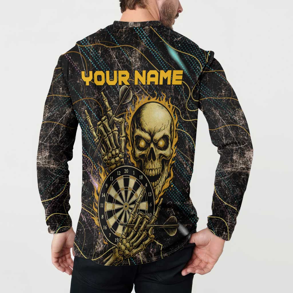 Personalized Skull and Darts Graphic Button Sweatshirt with Neon Design - Wonder Print Shop