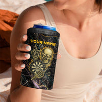 Personalized Skull and Darts Graphic 4 in 1 Can Cooler Tumbler with Neon Design - Wonder Print Shop