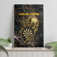 Personalized Skull and Darts Graphic Canvas Wall Art with Neon Design - Wonder Print Shop