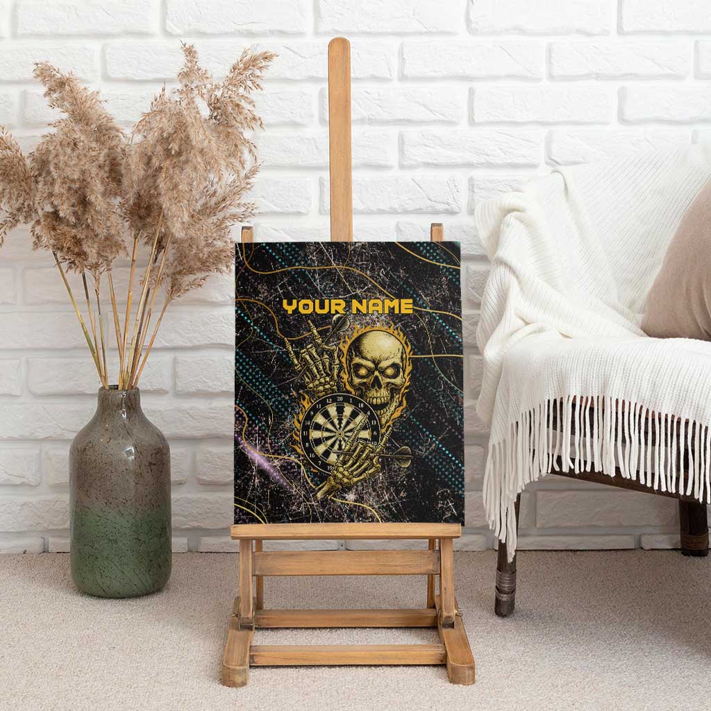 Personalized Skull and Darts Graphic Canvas Wall Art with Neon Design - Wonder Print Shop