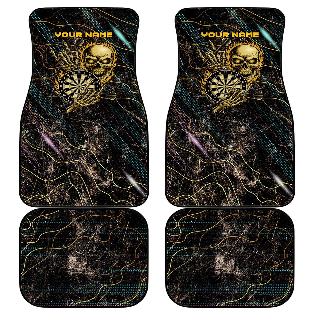 Personalized Skull and Darts Graphic Car Mats with Neon Design - Wonder Print Shop
