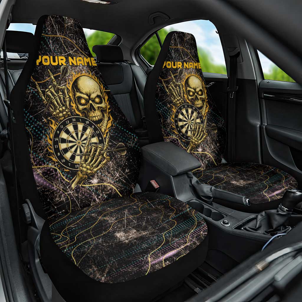 Personalized Skull and Darts Graphic Car Seat Cover with Neon Design - Wonder Print Shop