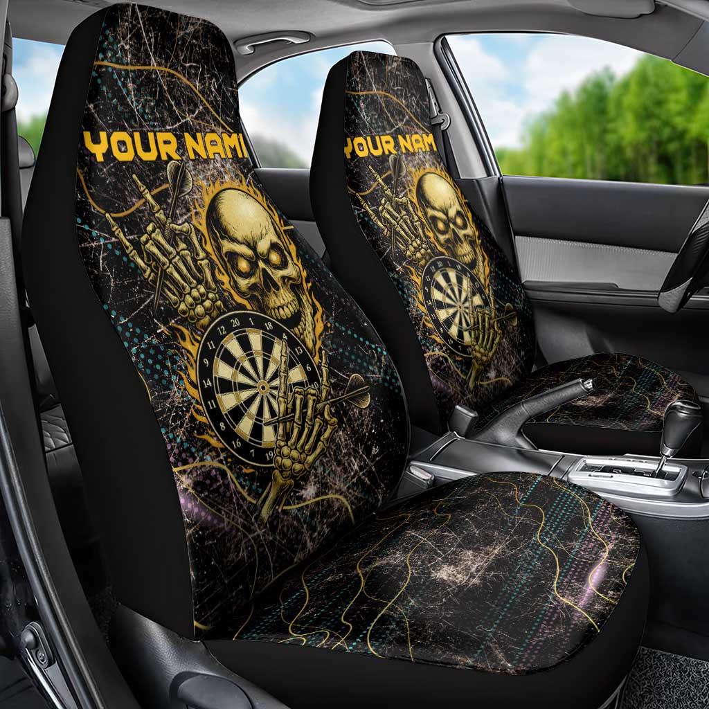 Personalized Skull and Darts Graphic Car Seat Cover with Neon Design - Wonder Print Shop