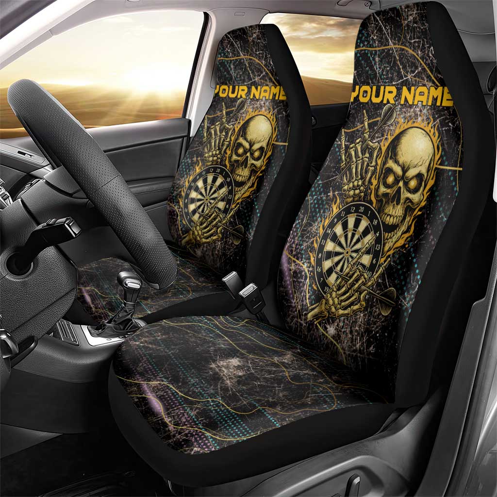 Personalized Skull and Darts Graphic Car Seat Cover with Neon Design - Wonder Print Shop
