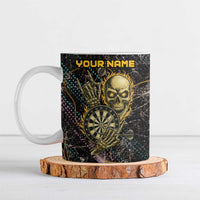 Personalized Skull and Darts Graphic Ceramic Mug with Neon Design - Wonder Print Shop