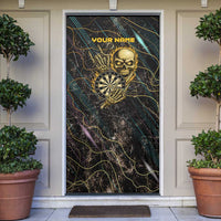 Personalized Skull and Darts Graphic Door Cover with Neon Design - Wonder Print Shop