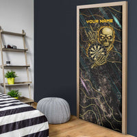 Personalized Skull and Darts Graphic Door Cover with Neon Design - Wonder Print Shop