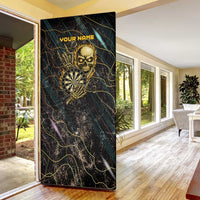 Personalized Skull and Darts Graphic Door Cover with Neon Design - Wonder Print Shop