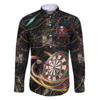 Personalized Skull and Darts Graphic Family Matching Long Sleeve Bodycon Dress and Hawaiian Shirt with Neon Design - Wonder Print Shop