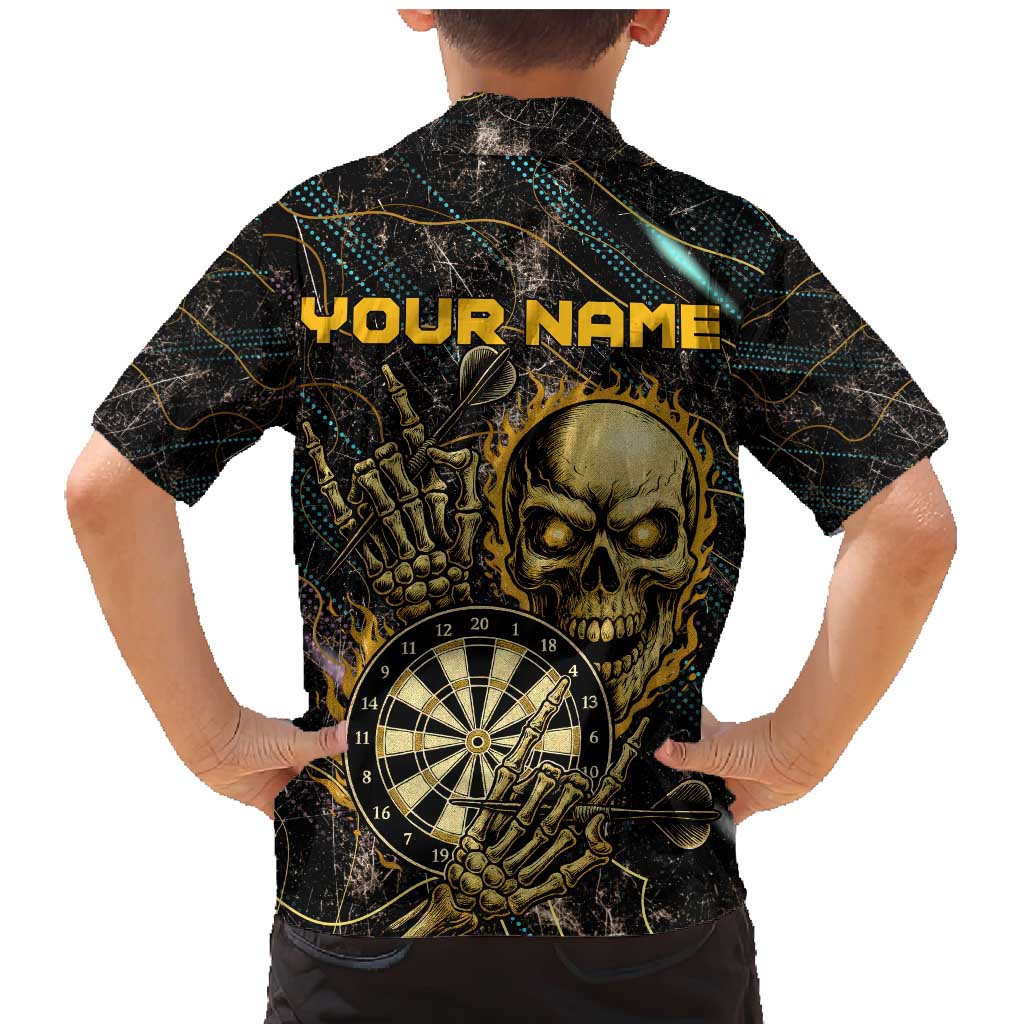 Personalized Skull and Darts Graphic Family Matching Mermaid Dress and Hawaiian Shirt with Neon Design - Wonder Print Shop