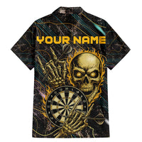 Personalized Skull and Darts Graphic Family Matching Mermaid Dress and Hawaiian Shirt with Neon Design - Wonder Print Shop