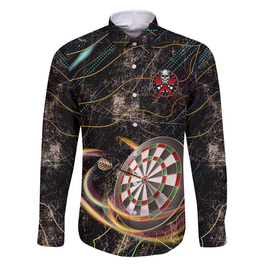 Personalized Skull and Darts Graphic Family Matching Puletasi and Hawaiian Shirt with Neon Design - Wonder Print Shop