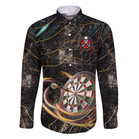 Personalized Skull and Darts Graphic Family Matching Short Sleeve Bodycon Dress and Hawaiian Shirt with Neon Design - Wonder Print Shop