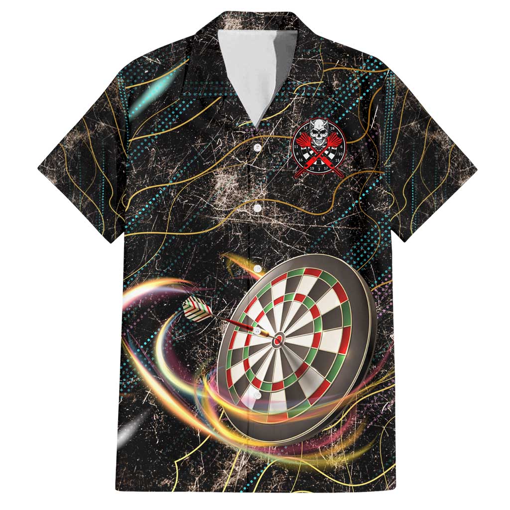 Personalized Skull and Darts Graphic Family Matching Summer Maxi Dress and Hawaiian Shirt with Neon Design - Wonder Print Shop