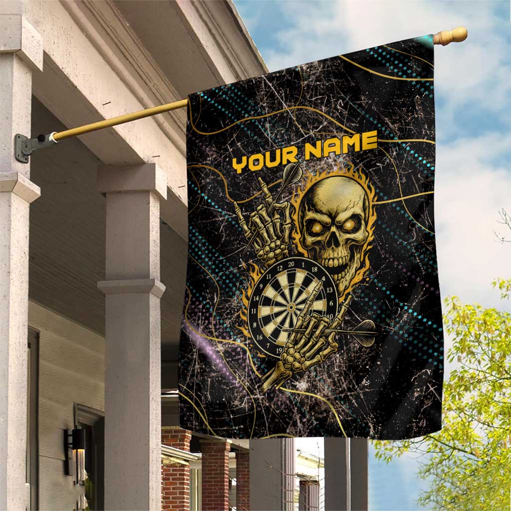 Personalized Skull and Darts Graphic Garden Flag with Neon Design - Wonder Print Shop