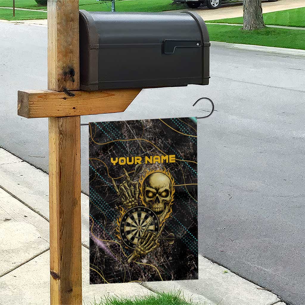 Personalized Skull and Darts Graphic Garden Flag with Neon Design - Wonder Print Shop