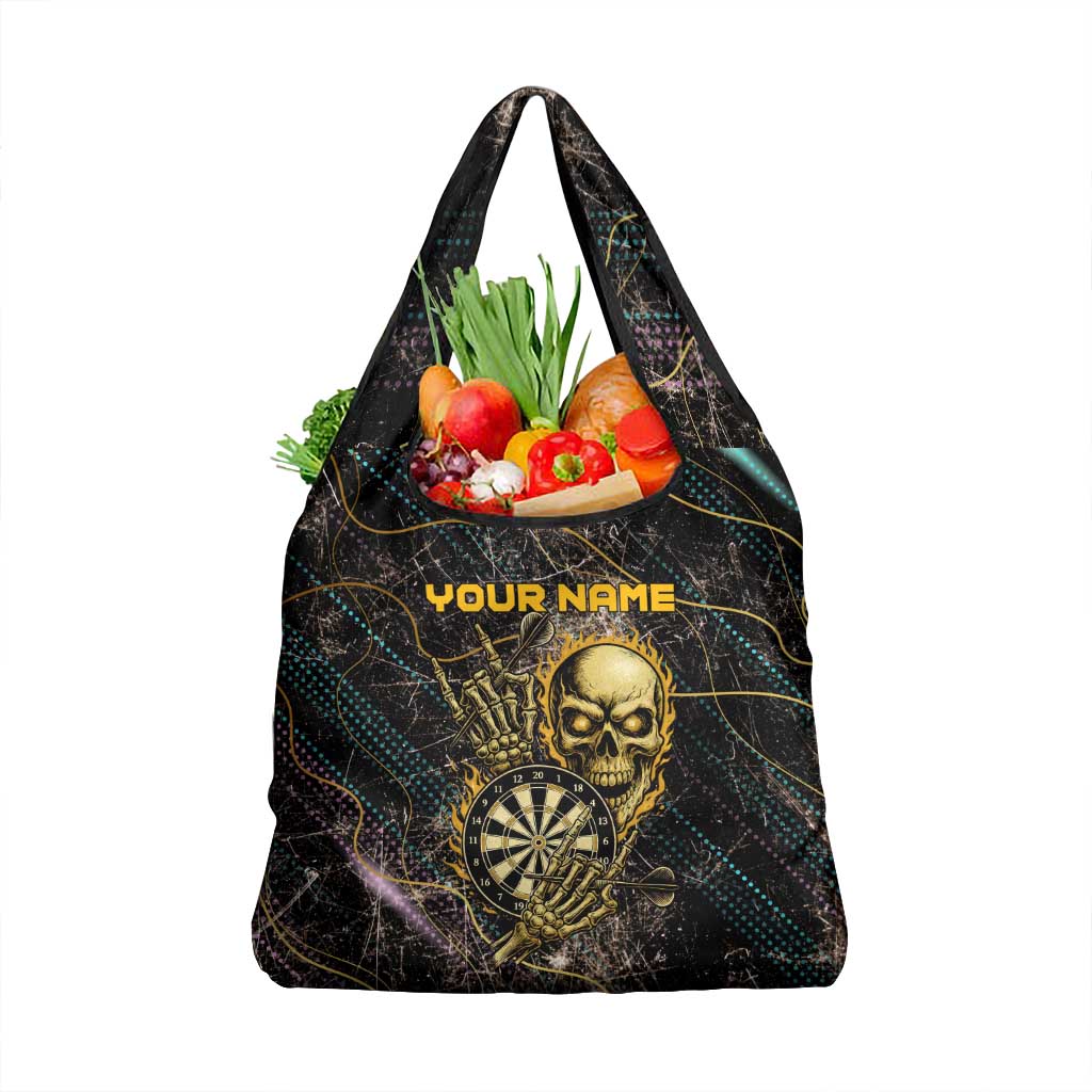 Personalized Skull and Darts Graphic Grocery Bag with Neon Design - Wonder Print Shop