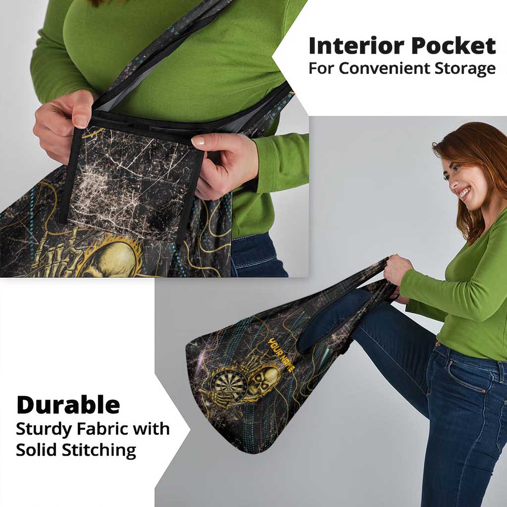 Personalized Skull and Darts Graphic Grocery Bag with Neon Design - Wonder Print Shop