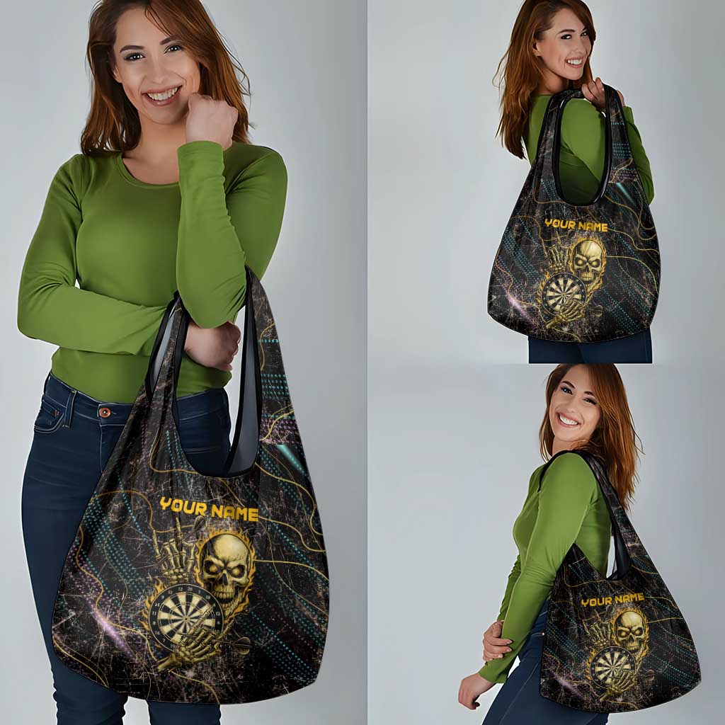 Personalized Skull and Darts Graphic Grocery Bag with Neon Design - Wonder Print Shop