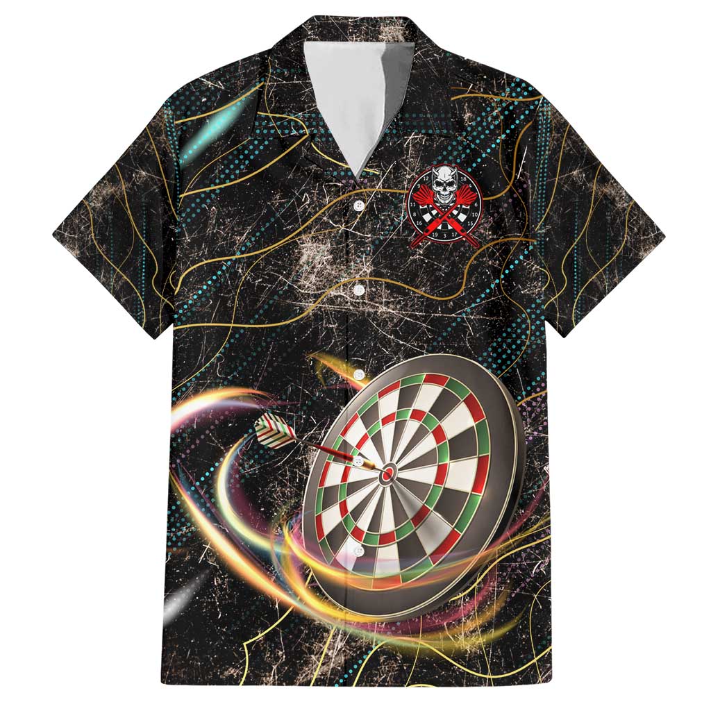 Personalized Skull and Darts Graphic Hawaiian Shirt with Neon Design - Wonder Print Shop