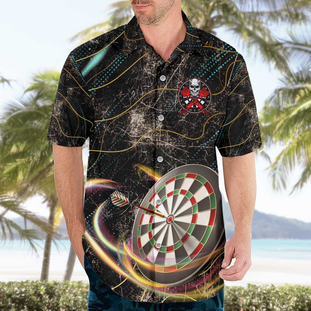 Personalized Skull and Darts Graphic Hawaiian Shirt with Neon Design - Wonder Print Shop