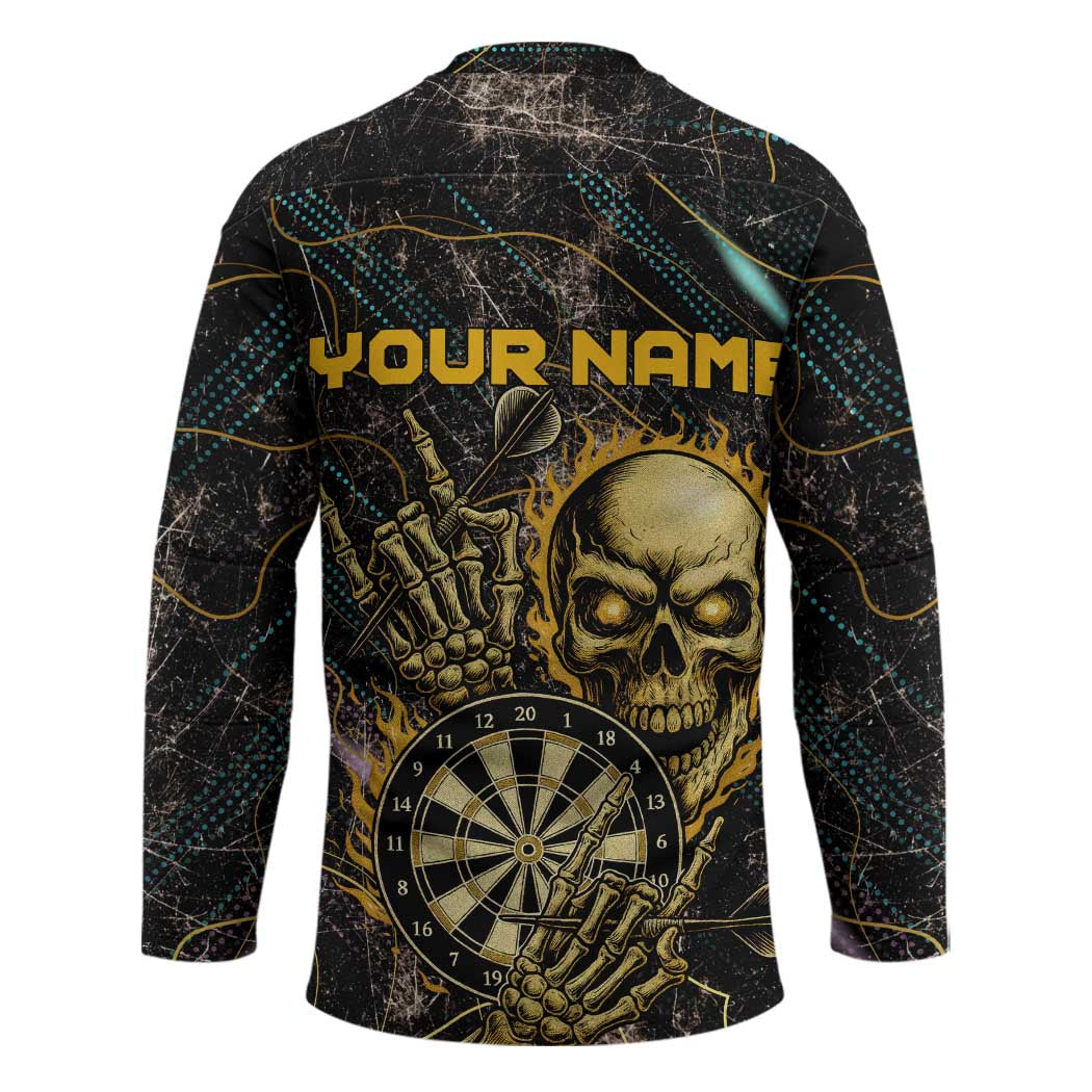 Personalized Skull and Darts Graphic Hockey Jersey with Neon Design - Wonder Print Shop