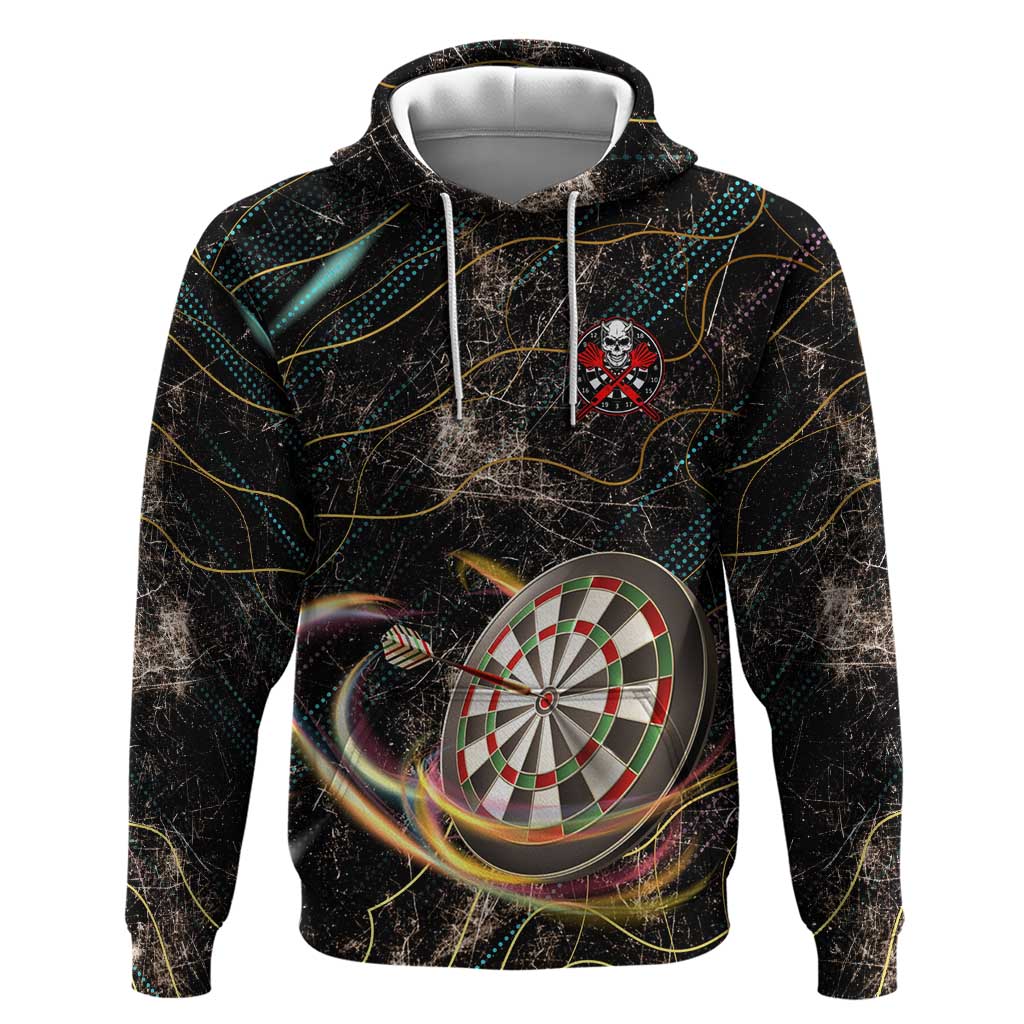 Personalized Skull and Darts Graphic Hoodie with Neon Design - Wonder Print Shop