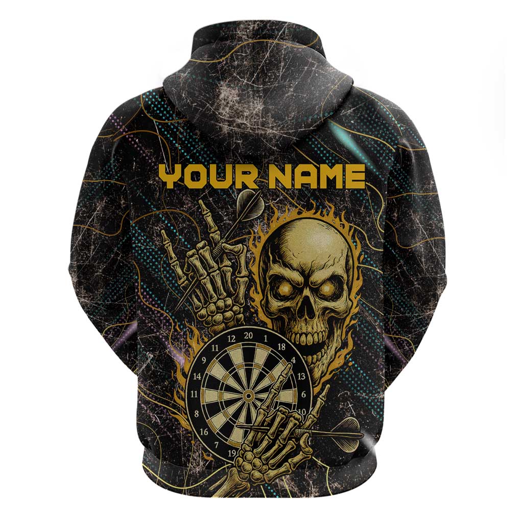 Personalized Skull and Darts Graphic Hoodie with Neon Design - Wonder Print Shop