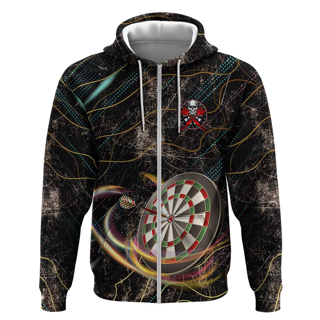 Personalized Skull and Darts Graphic Hoodie with Neon Design - Wonder Print Shop