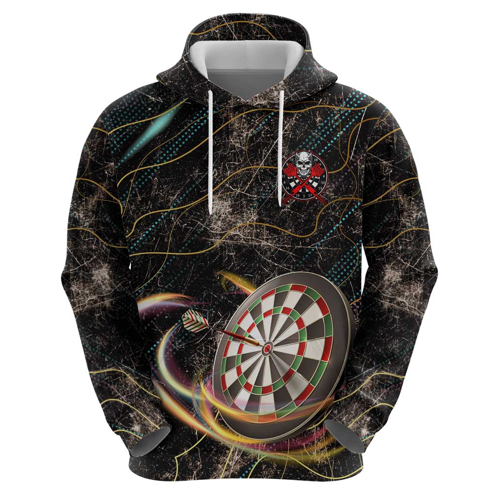 Personalized Skull and Darts Graphic Hoodie with Neon Design - Wonder Print Shop