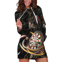 Personalized Skull and Darts Graphic Hoodie Dress with Neon Design - Wonder Print Shop