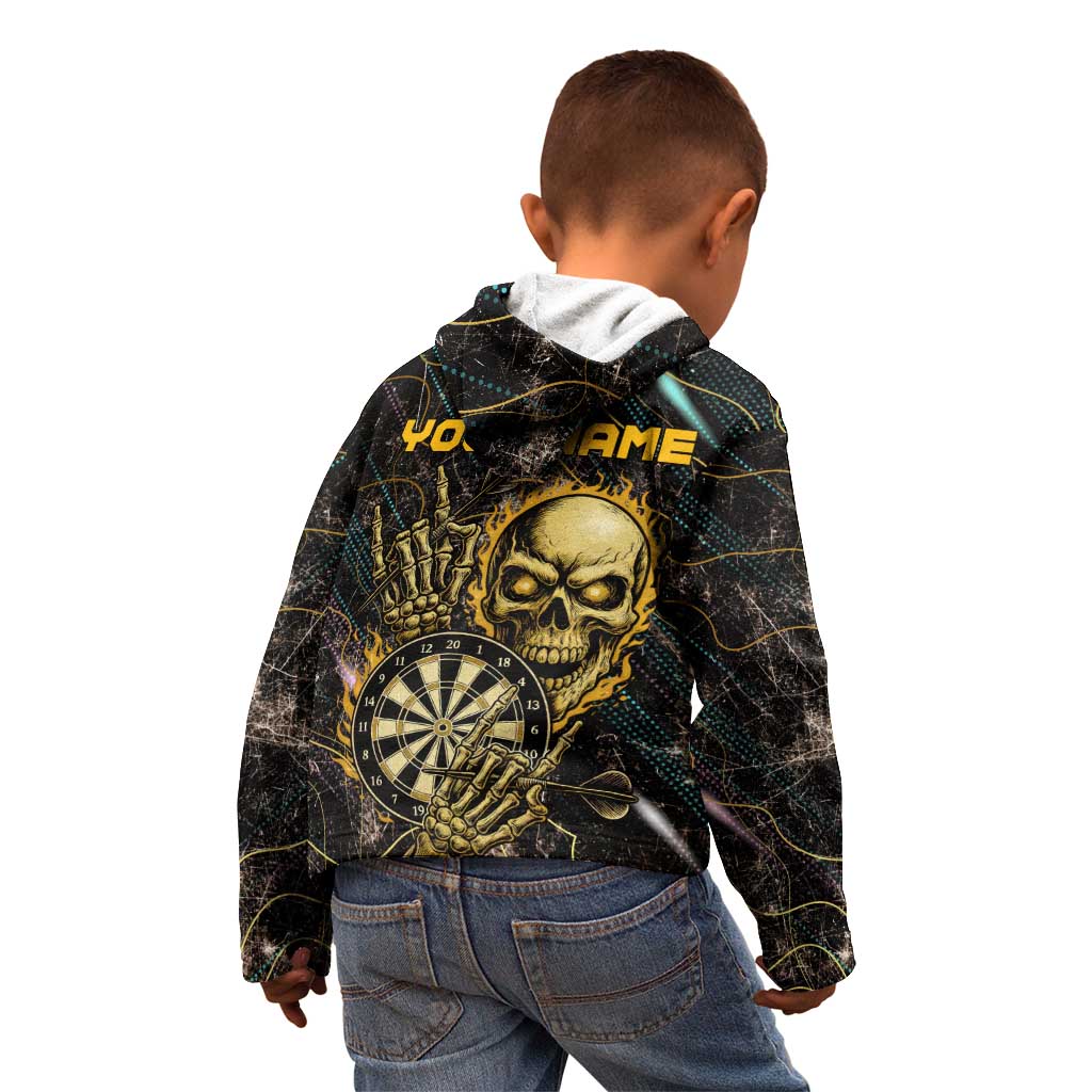 Personalized Skull and Darts Graphic Kid Hoodie with Neon Design - Wonder Print Shop