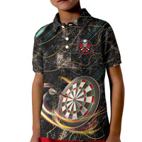 Personalized Skull and Darts Graphic Kid Polo Shirt with Neon Design - Wonder Print Shop