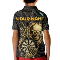 Personalized Skull and Darts Graphic Kid Polo Shirt with Neon Design - Wonder Print Shop