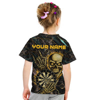 Personalized Skull and Darts Graphic Kid T Shirt with Neon Design - Wonder Print Shop