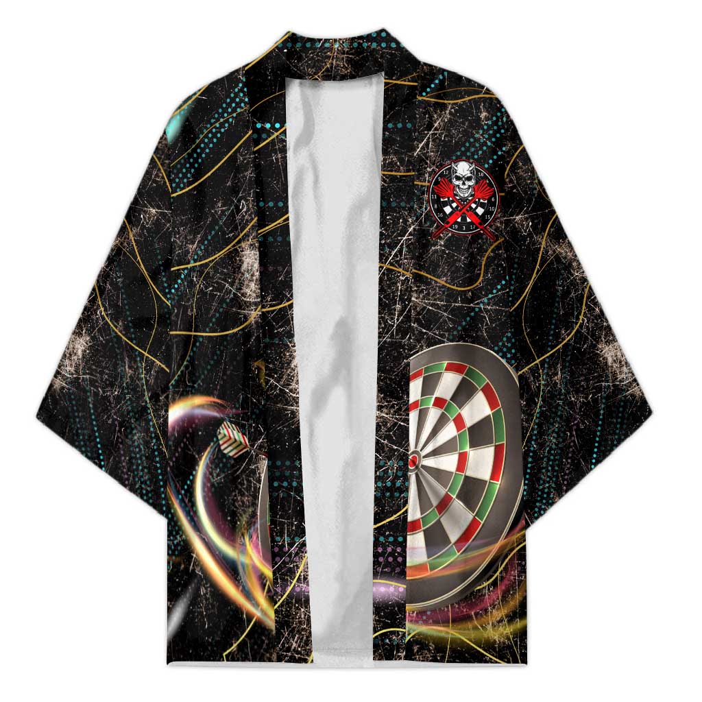 Personalized Skull and Darts Graphic Kimono with Neon Design - Wonder Print Shop
