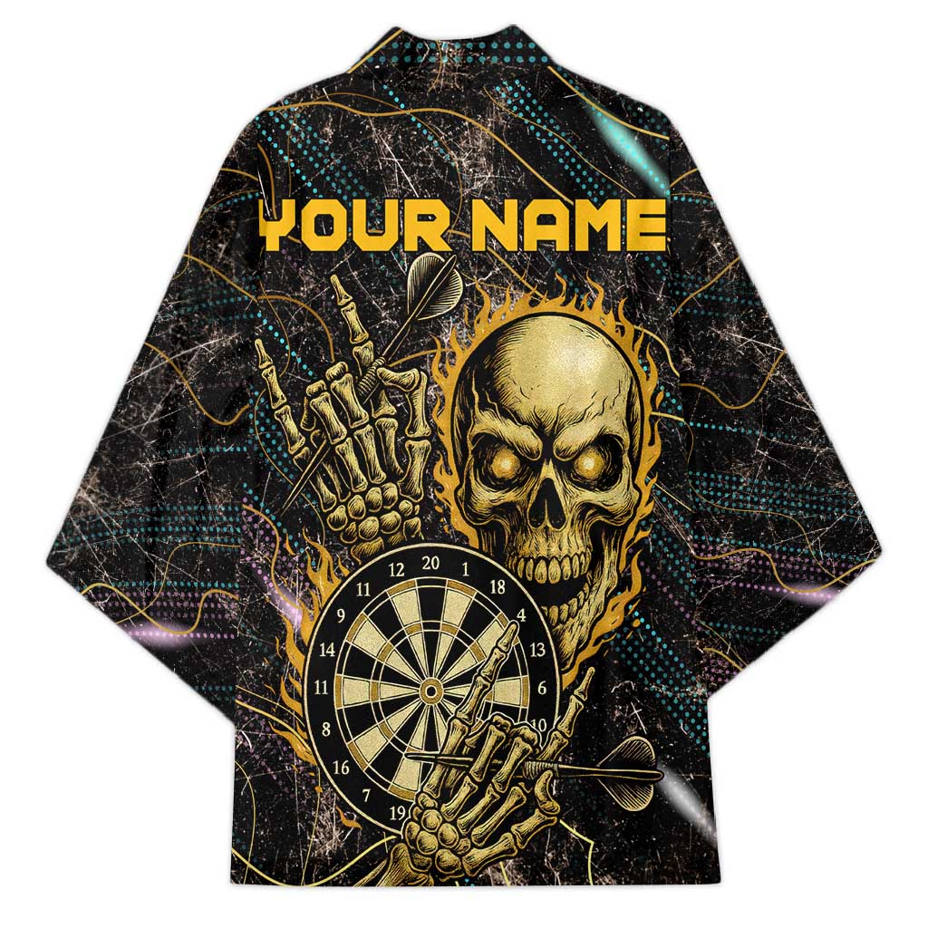 Personalized Skull and Darts Graphic Kimono with Neon Design - Wonder Print Shop