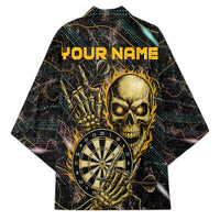 Personalized Skull and Darts Graphic Kimono with Neon Design - Wonder Print Shop