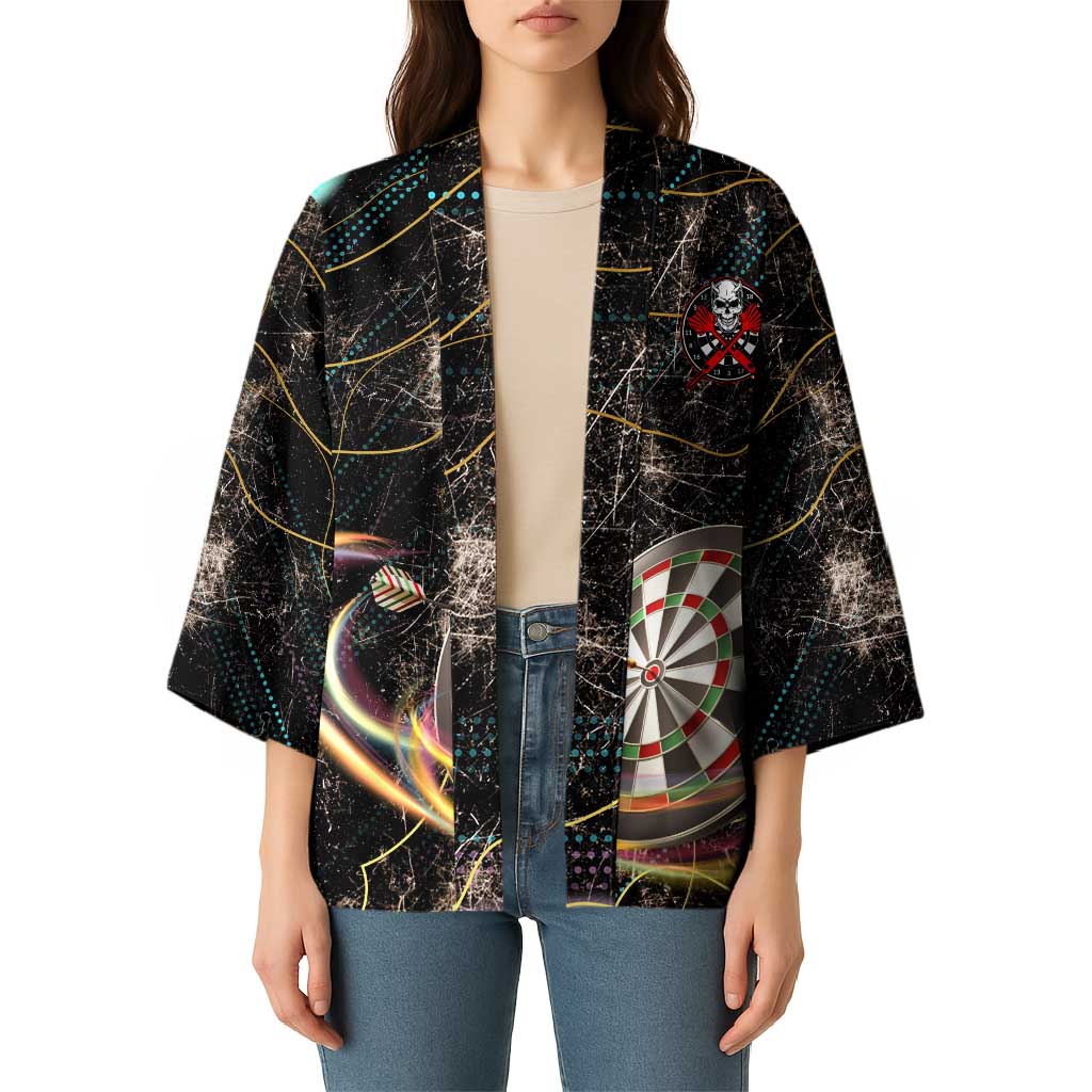 Personalized Skull and Darts Graphic Kimono with Neon Design - Wonder Print Shop