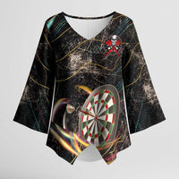 Personalized Skull and Darts Graphic Kimono Sleeve Blouse with Neon Design - Wonder Print Shop