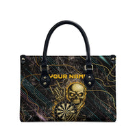 Personalized Skull and Darts Graphic Leather Bag with Neon Design - Wonder Print Shop