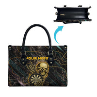 Personalized Skull and Darts Graphic Leather Bag with Neon Design - Wonder Print Shop