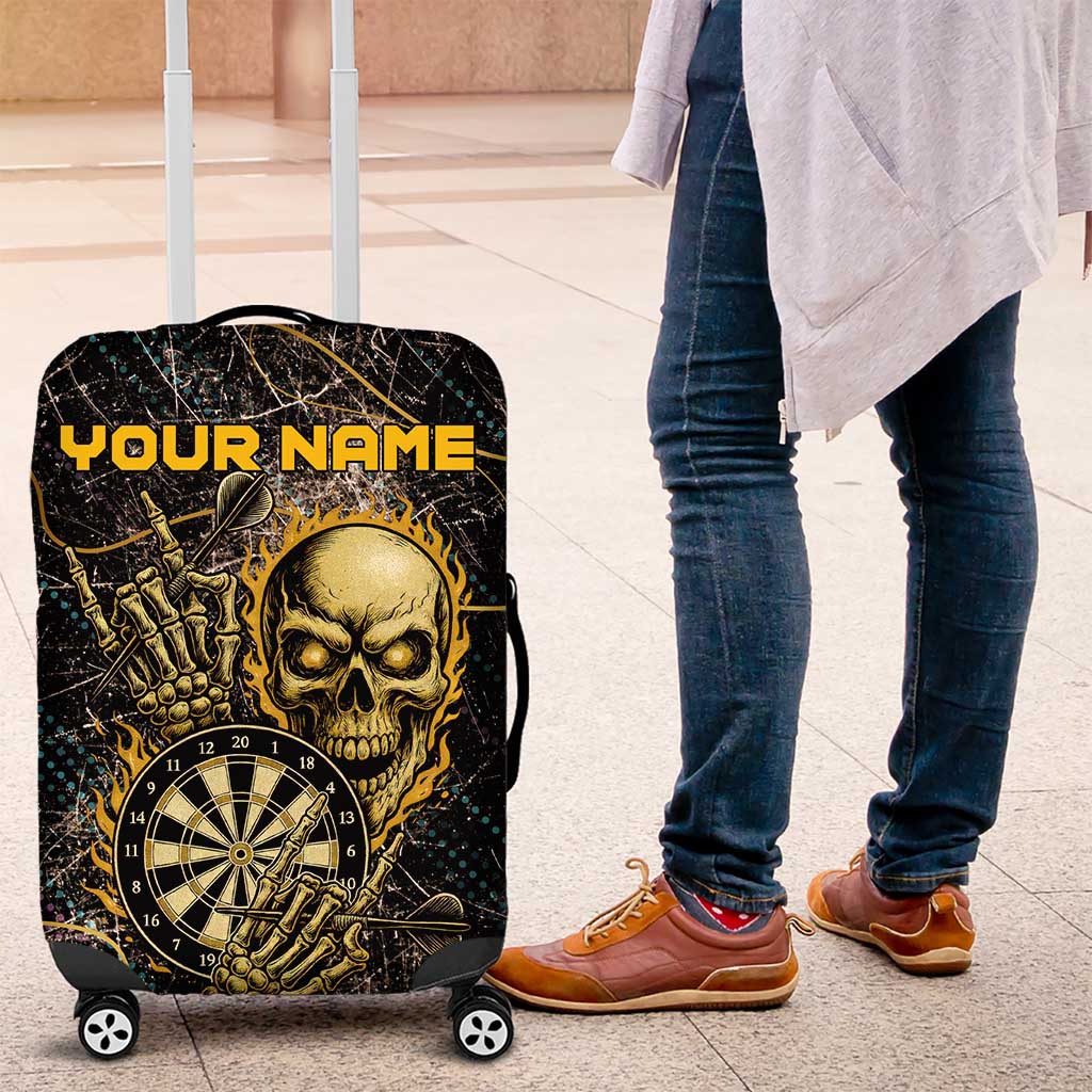 Personalized Skull and Darts Graphic Luggage Cover with Neon Design - Wonder Print Shop